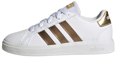 adidas Grand Court Sustainable Lace Shoes, Sneaker, Cloud White/Cloud White/Matte Gold, 38 2/3 EU