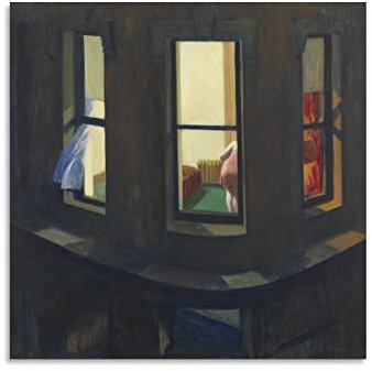 Nachtfenster – von Edward Hopper Malerei Kunst Poster Gemälde Leinwand Wandkunst Wohnzimmer Poster Gemälde 70 x 70 cm
