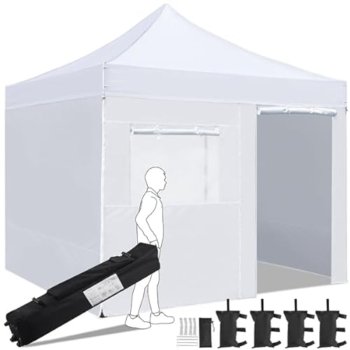 Yaheetech Gazebo da Giardino con Finestra Tenda Protezione con Rivestimento PU e UV 50 per Campeggio Stand Commerciale Spiaggia Bancarella Bianco