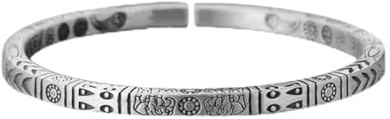 Armreif aus 925er-Sterlingsilber, Silberschmuck for Damen, verheißungsvolles Totem-Ethno-Armband, versilbert, Retro-Mode, einfarbig, for Männer und Frauen, Paar-Armband, Öffnung verstellbar (1 Stück)