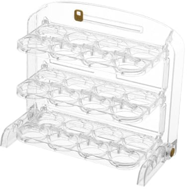 Organizador Huevos Nevera, 3 Capas, Se Puede Voltear 90°, Dispensador Huevos Nevera Plegable, Hueveras para Frigorifico de Plástico, Almacena 24 Huevos para Ahorrar Espacio (Blanco)