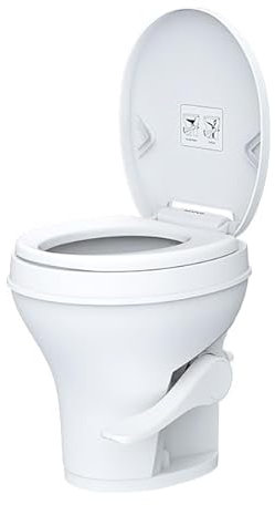 SEAFLO Toilettes résidentielles pour camping-car/camping-car, hauteur standard de 47 cm, système de chasse par gravité, fonctionnement à pédale, siège à fermeture douce, bol surdimensionné facile à