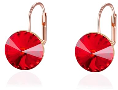 YONVUN Österreichische Kristall Runde Tropfen Hängend Leverback Ohrringe überzogen 18K/Rose Gold Zirkon Edelstein Birthstone Hängen Ohrringe mit Stein Silber Schmuck Geschenk für Frau Mama Tochter