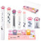 TIESOME Set di cancelleria a forma di zampa di gatto, 9 pezzi, temperamatite kawaii retrattile, gomma retrattile, nastro correttivo, righello, mini forbici, taglierino, materiale scolastico per gli