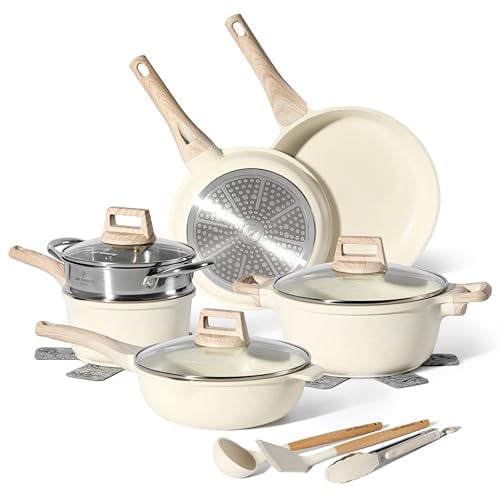JUST PERFECTO Bateria de Cocina Induccion y Sartenes Antiadherentes - Ollas 24cm,18cm - Sartenes 24,28 cm - Sartén Hondo con Tapa 24 cm - Cacerolas, incluidas Espátula