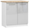 AKORD | Küchenschrank mit Arbeitsplatte - Oliwia S80 | Küchenunterschrank mit 2 Türen und 2 Einlegeböden | Unterschrank Küche 80 cm Breit | ABS-Kante 18 mm | 46 x 80 x 85 cm | Weiß | Metallic-Glanz