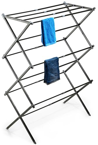 KADAX Faltbarer Trockner, Ausziehbarer Standtrockner, Ziehharmonika-Wäscheständer, Stand-Wäschetrockner, Klappbarer Turmwäscheständer (74x104.5cm)