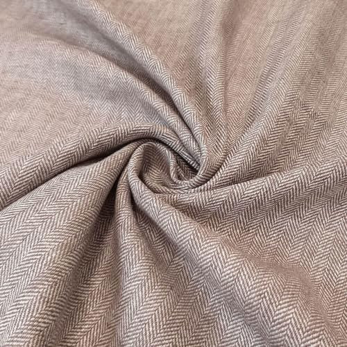 Fritza - natürlicher Leinenstoff mit Fischgrat Muster - per Meter (Taupe)
