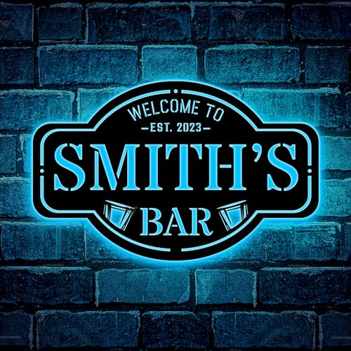 Panneau De Bar Personnalisé Avec Lumières LED En Bois, Décor De Bar, Panneau De Pub Personnalisé, Décor De Grotte D'homme, Panneau De Patio Intérieur, Art Mural En Métal De Bar Personnalisé