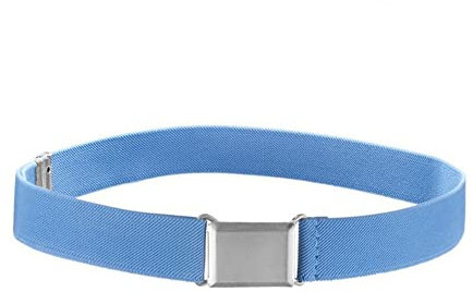 NestNook Kindergürtel, verstellbare Gürtel für Jungen und Mädchen, elastische Stretchgürtel mit silberner quadratischer Schnalle (Hellblau)