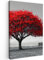 MuchoWow© Leinwand Bilder 60x90 cm Wanddeko Wohnzimmer Aesthetic Room Decor Deko Zimmer Wandbilder Modern Bild auf Leinwand Baum - Rot - Natur - Schwarz und Weiß