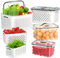 Epzia 4er-Pack Kühlschrank Organizer – Gemüse Aufbewahrung & Organisation, stapelbar mit Sieb, Deckel und Griff für die Küche – Fridge Organizer für die Kühlschrank Aufbewahrung