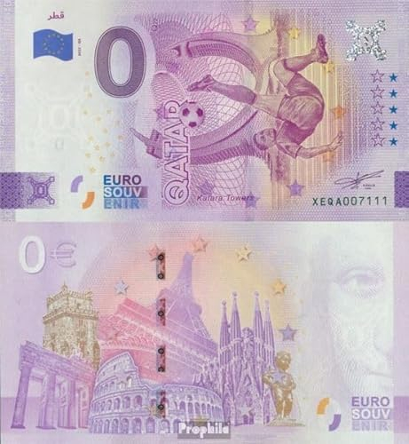 Prophila Collection Geldschein Qatar 0 Euro Souvenirschein Katar bankfrisch 2022 Fußball-WM 2022 in Katar (Banknoten für Sammler) Fußball