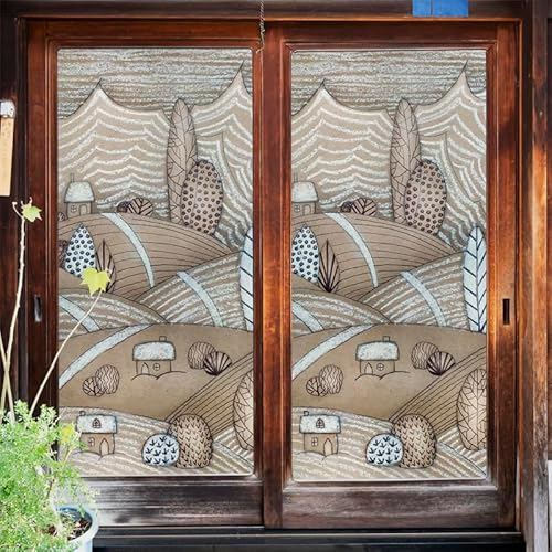 Vinilos para Cristales Rayas Marrones Y Blancas Vinilo Opaco para Ventanas Vinilo Adhesivo Cristal Autoadhesivo Vinilo Ventana Privacidad Vinilo para Ventanas Vinilo Cristal Baño 60x116cm/2 Pcs