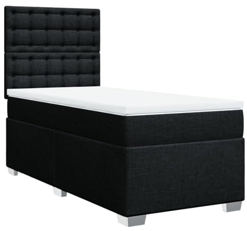 vidaXL Boxspringbett mit Matratze Schwarz 100x200 cm Stoff