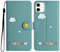 Niedlich und Schöne Geldbörse Handyhülle für iPhone 12 Mini, Nette Katzen Muster Haltbares PU+TPU Leder mit Prämie Magnetisch Schließung Flip Telefon Hülle für iPhone 12Mini(Grün)