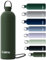 Exllena Trinkflasche Edelstahl mit Griff & Karabiner–500ml/750ml/1L/1,5L isolierte Thermosflasche, 100% auslaufsicher und BPA-frei, Wasserflasche thermo für Sport, Büro & Alltag (Kieferngrün,1500ML)