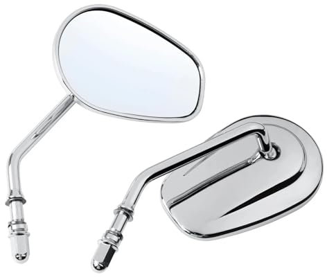 Motorrad Spiegel Motorrad 8mm Seitenspiegel Rückspiegel Für Softail Für Dyna Für Sportster Für XL 883 1200 Für Touring Für Road Für King Für Street Für Glide Motorrad Außenspiegel(1Pair Sliver)
