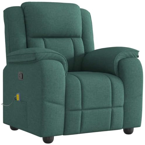 vidaXL Massagesessel Dunkelgrün Stoff, Massage TV-Sessel, Sessel mit Massagefunktion, Fernsehsessel, Massage Fernsehsessel, TV-Sessel, Sessel