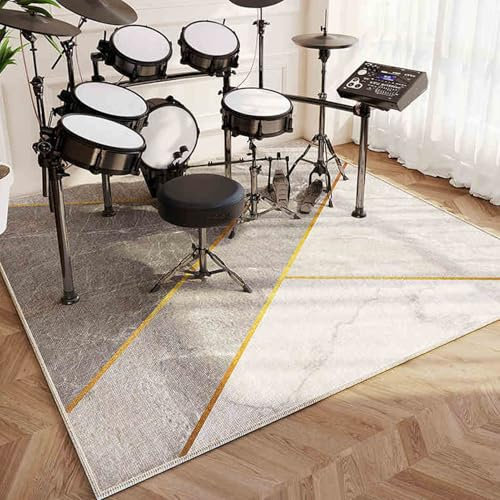 Tapis Batterie Tapis de Tambour Insonorisé Moquette Antidérapante Tapis pour Batterie Acoustique Grosse Caisse Claire Batterie électronique Kits Instruments de Musique Tapis de Sol 210 x 180 cm
