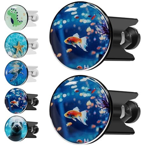 2 Pièces Bouchon Lavabo Universel, Bonde de Lavabo Bouchon de Vidange, Bouchon de Lavabo Réglable, Bouchon d'évier Universel, pour Les lavabos de Salle de Bains - Noir, Poisson Rouge, 40mm