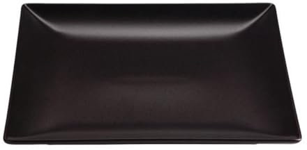 Lot de 12 assiettes carrés LAURA, assiette plates pour service de table en porcelaine noir - Longueur 18 x largeur 18 x Hauteur 1,7 cm