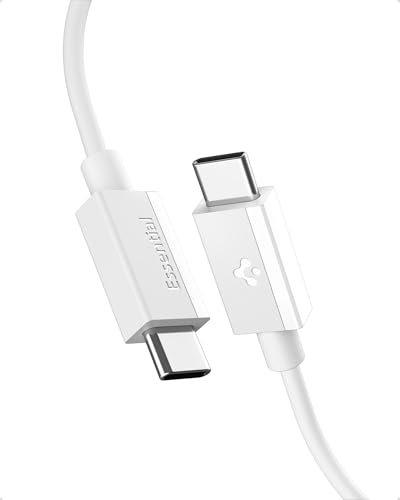 Spigen ArcWire Essential 60W USB C auf USB C Kabel Schnellladung [1M] für iPhone 17/16/15 Pro Max Air, Pixel 10 9 9a 8 Pro Fold XL, Samsung Galaxy S25 Ultra, Galaxy Tab, iPad, MacBook Pro Air - Weiß