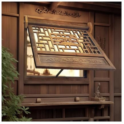 Ventana abatible de madera maciza con cristal, deslizador de ventilación manual para mejorar el flujo de aire, ideal para cabañas y garajes