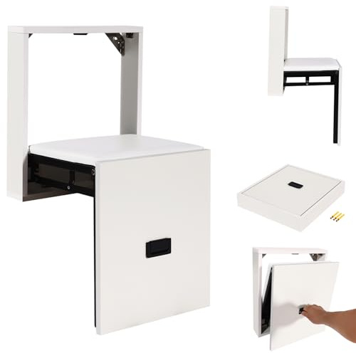 WOQLIBE Faltbarer Wandhocker, Wandklappstuhl Werden Spart Platz für Wohnzimmer, Schlafzimmer, Gang und Badezimmer, Klapphocker Faltbar 150 kg (Weiß)