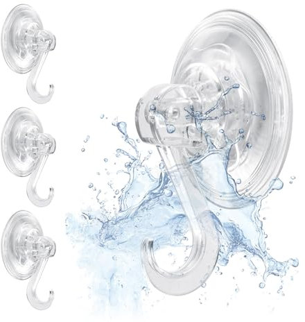 YHTCC 4 Pack Heavy Duty Suction Hooks - 3KG Strong Vacuum Suction Cup Hangers for Bathroom, Shower, Kitchen & Front Door - Reusable Clear Plastic Sucker Hooks for Towels, Wreaths, Bags & Coats