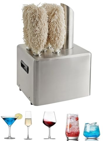 JIMINHUIXIN Weinglas-Poliermaschine mit 3/5 Bürsten | Elektrische Glasflaschen-Politur | 304 Edelstahl-Glasreiniger für Bars, Restaurants, Hotels & Weingüter | Inkl. Warmlufttrocknung
