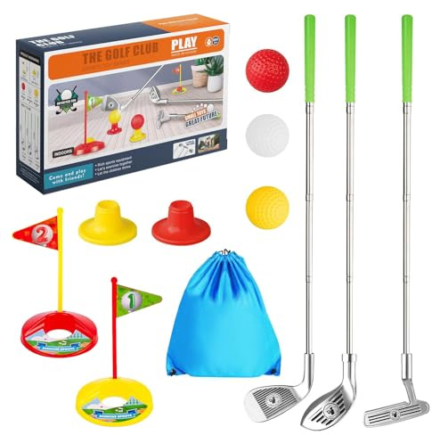 HpCuales Kids Golf Clubs for 3 4 5 6 Years Old,Retractable Toddler Golf Set with Storage Bag,Indoor & Outdoor Sports Golf Toys for Boys Girls Birthday Gift