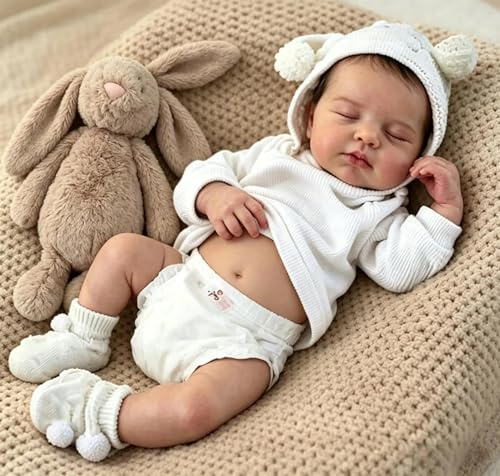 Zero pam Reborn Baby Lebensecht Mädchen, 50CM Reborn Babypuppen Wie Echt, Realistische Newborn Babys, Echt Puppe Mit Haaren, Reborns Baby Puppe Für Mädchen Ab 3 Jahre