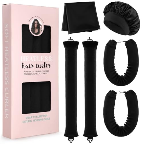 6 Stück Heatless Curls Band,GeeRic Heatless Curls Band mit Satin-Haartuch und Duschhaube Lockenwickler Heatless Curls für Alle Haartypen