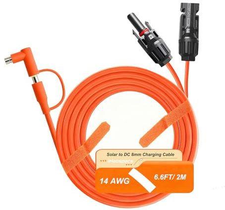 Solarstecker auf DC 8mm 2M DC 7909+8020 zu Solar Stecker Kabel 14AWG Ladekabel Kompatibel mit Jackery Explorer 240/500/1000/2000/3000 Pro Plus für BlueTTi EB70/EB3A/AC200MAX Anker 535/555 Powerstation
