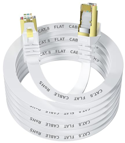 YesTXR Cat 8 Ethernet Cable 30M, 40Gbps/2000Mhz Flat High Speed Network Cable, Gigabit Internet Network LAN Cable for Gaming, Router, Modem, TV, Switch, Laptop, PC