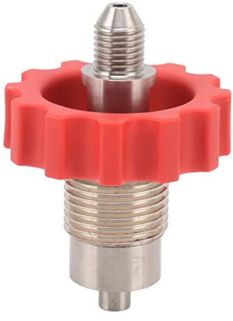 PLKYZMCDK Adaptateur de Bouteille CO2 en Acier Inoxydable, Adaptateur de Remplissage CO2 avec Roue Rouge, Raccord G5/8 vers 7/16-20 pour Réservoirs d’Air de Paintball et Siphons à Soda