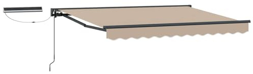 vidaXL Elektrische ausziehbare Markise Beige und Anthrazit 3,5 x 2 m, Verstellbarer Markisen-Schutz, modernes rechteckiges elektrisches Dach, zuverlässige Schattenlösung für Terrassen