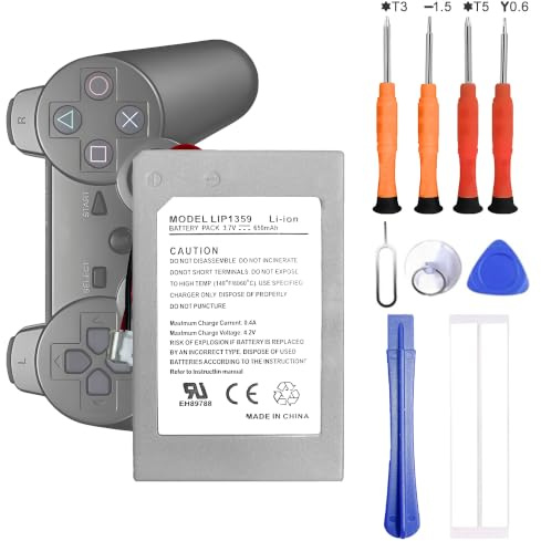 VUXYIT LIP1359 - Batteria di ricambio compatibile con PS3 PlayStation 3 Wireless Controller con kit di attrezzi di riparazione