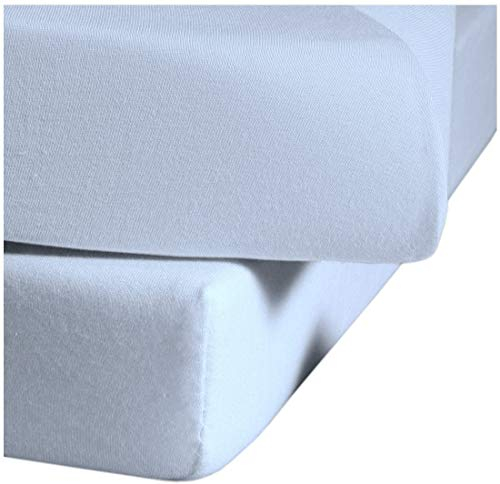 fleuresse Comfort Spannbettlaken (96 % Baumwolle, 4 % Elasthan), mit Rumdumgummizug, Ökotex Standard 100, für Matratzen bis 26 cm Höhe, 90 - 100 x 200 - 220 cm, bleu
