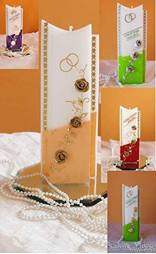 Hochzeitskerze-Traukerze-Brautkerze - Hochzeit -3D Rosen(aus Wachs) sehr Edel ink.Namen,Datum. B076KT4HFW