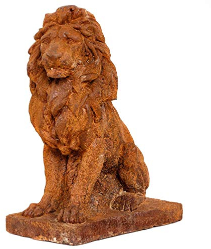aubaho Gartenskulptur Löwe Links Figur Eisen Garten Rost Eisenfigur Skulptur Antik-Stil