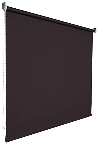 Verdunkelungsrollo Rollo Vorhang Fenster Kettenzugrollo Seitenzugrollo viele Farben Breite 60-200 cm Höhe 180 cm Stoff lichtundurchlässig verdunkelnd Metall Halter (Größe 160 x 180 cm Farbe Braun)