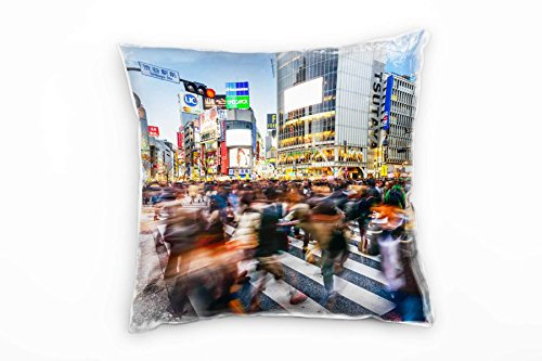 Paul Sinus Art City, Tokio, Japan, Menschen, Bewegung, bunt Deko Kissen 40x40cm für Couch Sofa Lounge Zierkissen - Dekoration zum Wohlfühlen