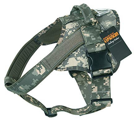EXCELLENT ELITE SPANKER Hundegeschirr Taktisches Hundegeschirr Ausbildung Service Dog Weste Arbeiten hundegeschirr verstellbar Hund Weste Für Mittelgroße Und Große Hunde(Army Combat Uniform-L)