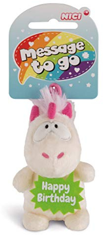 NICI Anhänger Einhorn Theodor Happy Birthday, 8 cm, weiß/pink