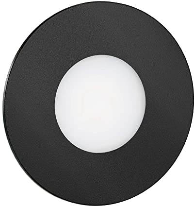 ledscom.de LED Treppenlicht/Wandeinbauleuchte FEX für innen und außen, rund, schwarz, 85mm Ø, warmweiß