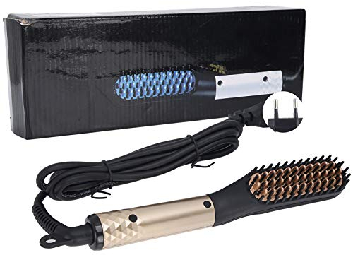 Enderezadora de barba eléctrica, peine alisador de calefacción eléctrica, cepillo de barba portátil para hombres, regalo de cumpleaños para hombres, padre.(EU)
