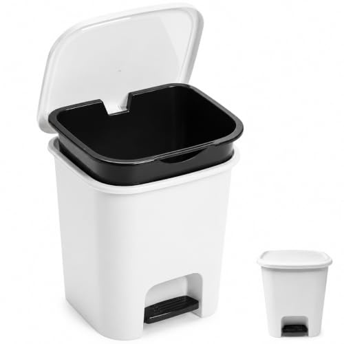 7.5L Foot Pedal Bin, Slim Plastic Dustbin with Soft Close Lid for Home