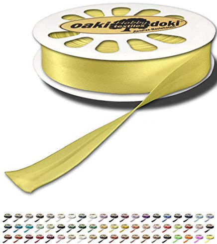 Sandras-Bastelladen Schrägband/Einfassband Satin gefalzt 20m x 20mm 638-Pastellgelb